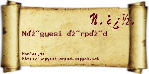 Négyesi Árpád névjegykártya